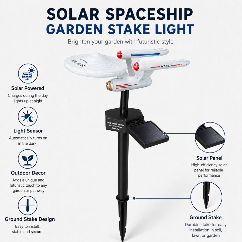 Outdoor Lighting Solar Panel - Star Trek USS Enterprise Solar Garden