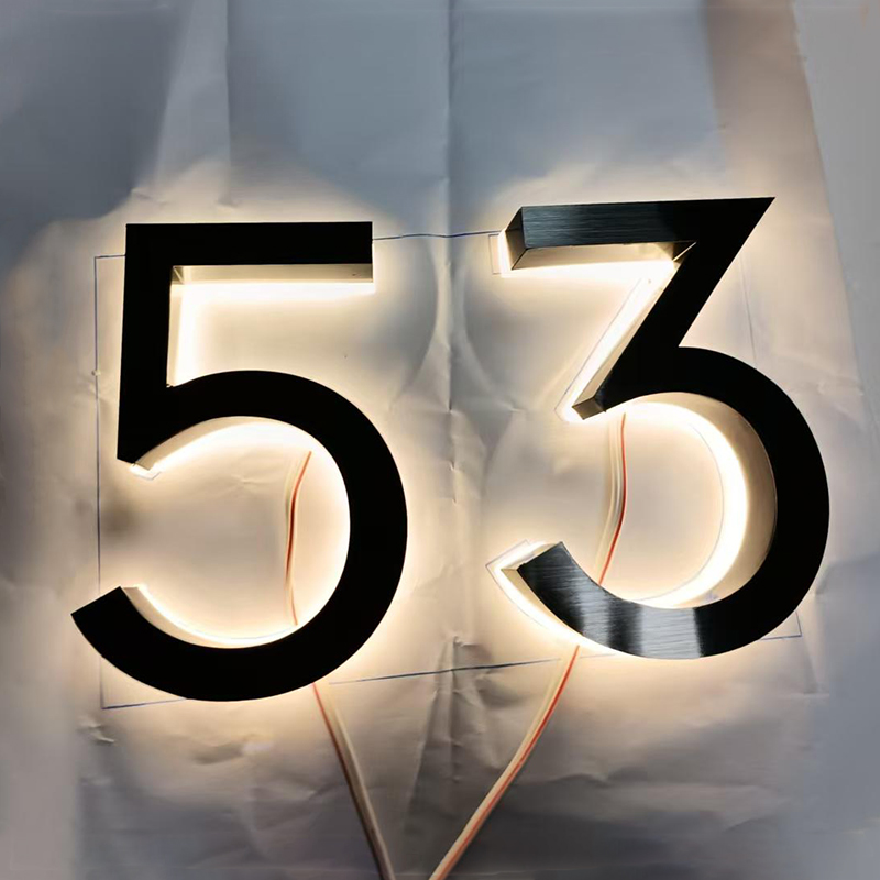 Outdoor Lighting Logo - Metal 3D LED House Number Light