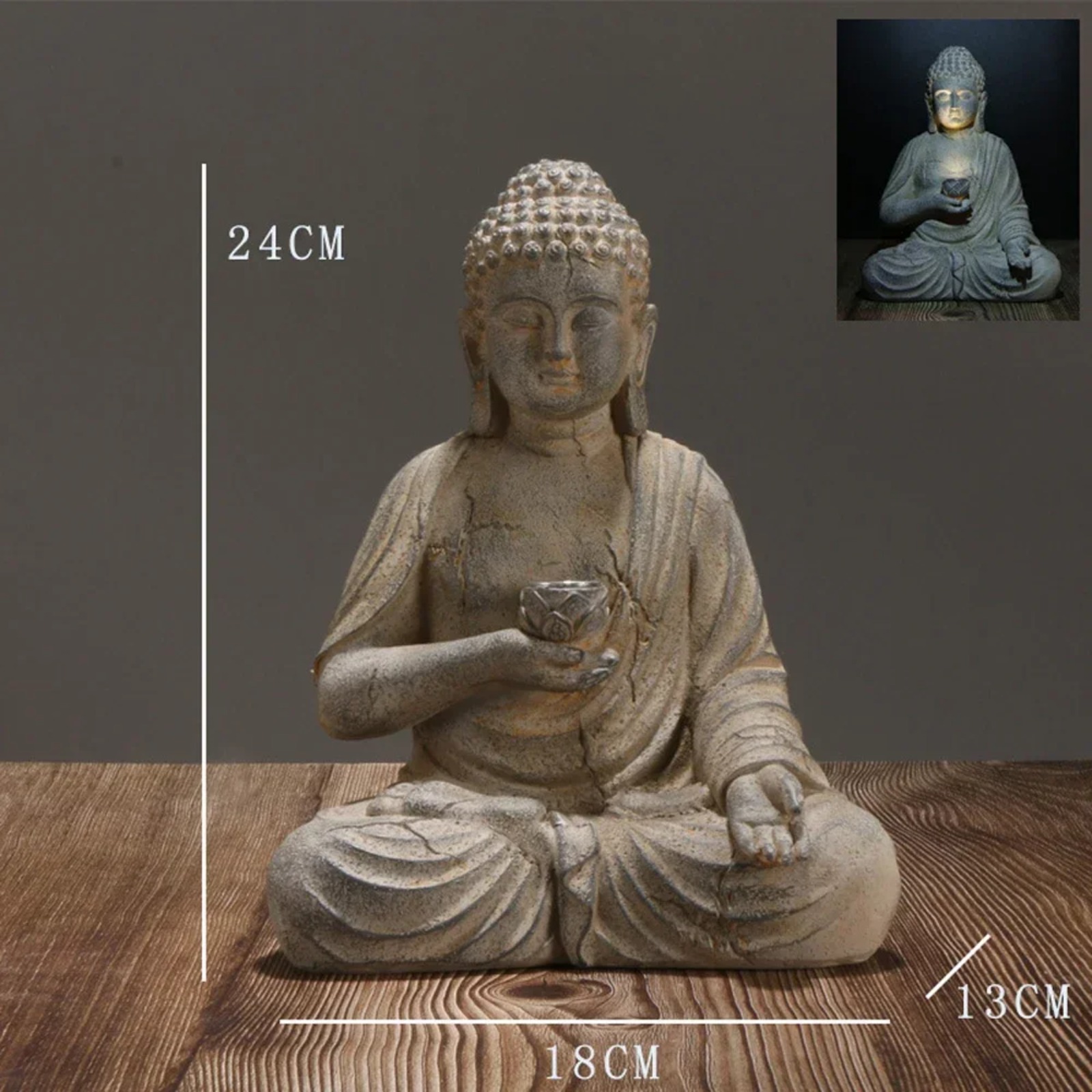 Solar Garden Statue Buddha Res - đánh giá và giá Outdoor Zen Lighting