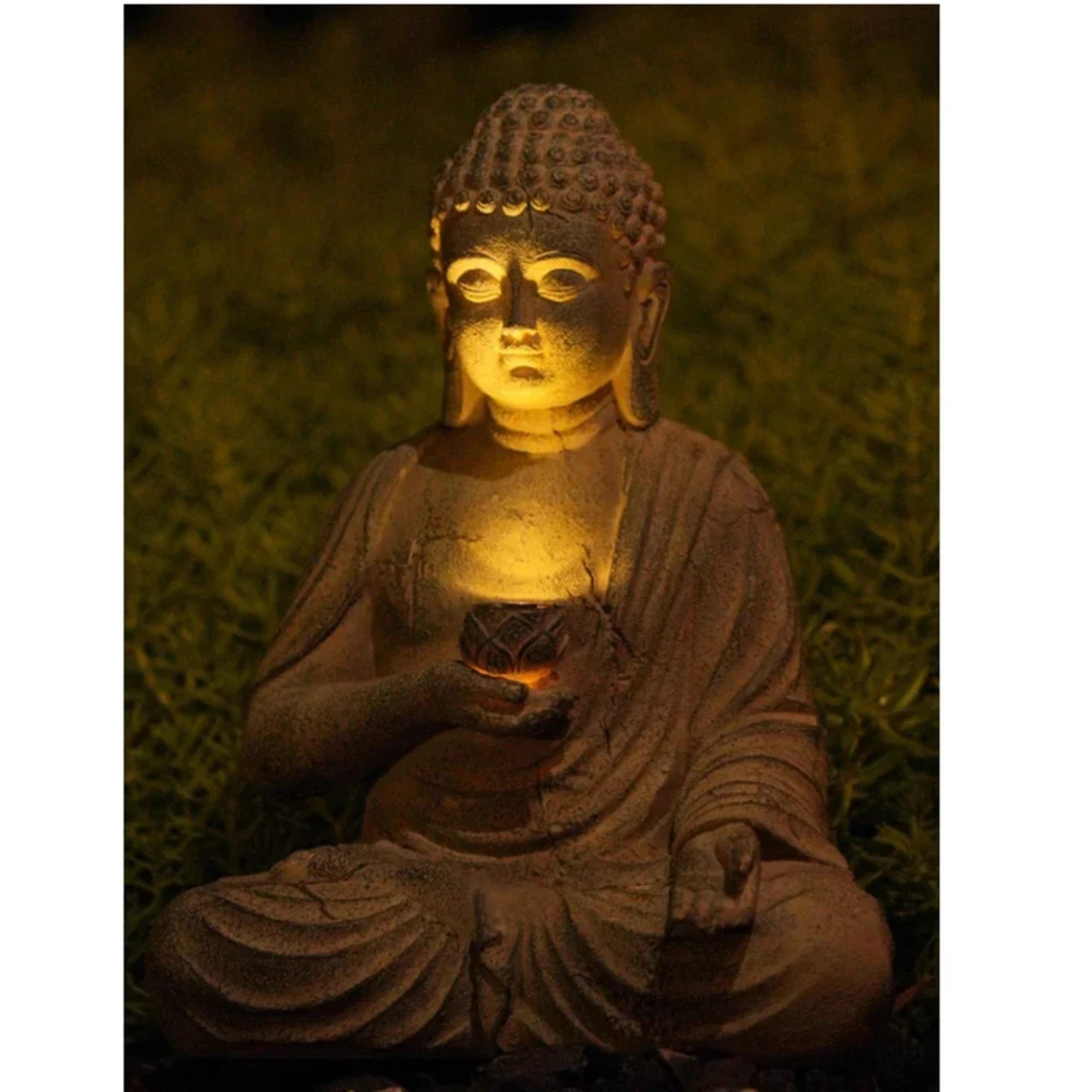 Solar Garden Statue Buddha Res - đánh giá và giá Outdoor Zen Lighting